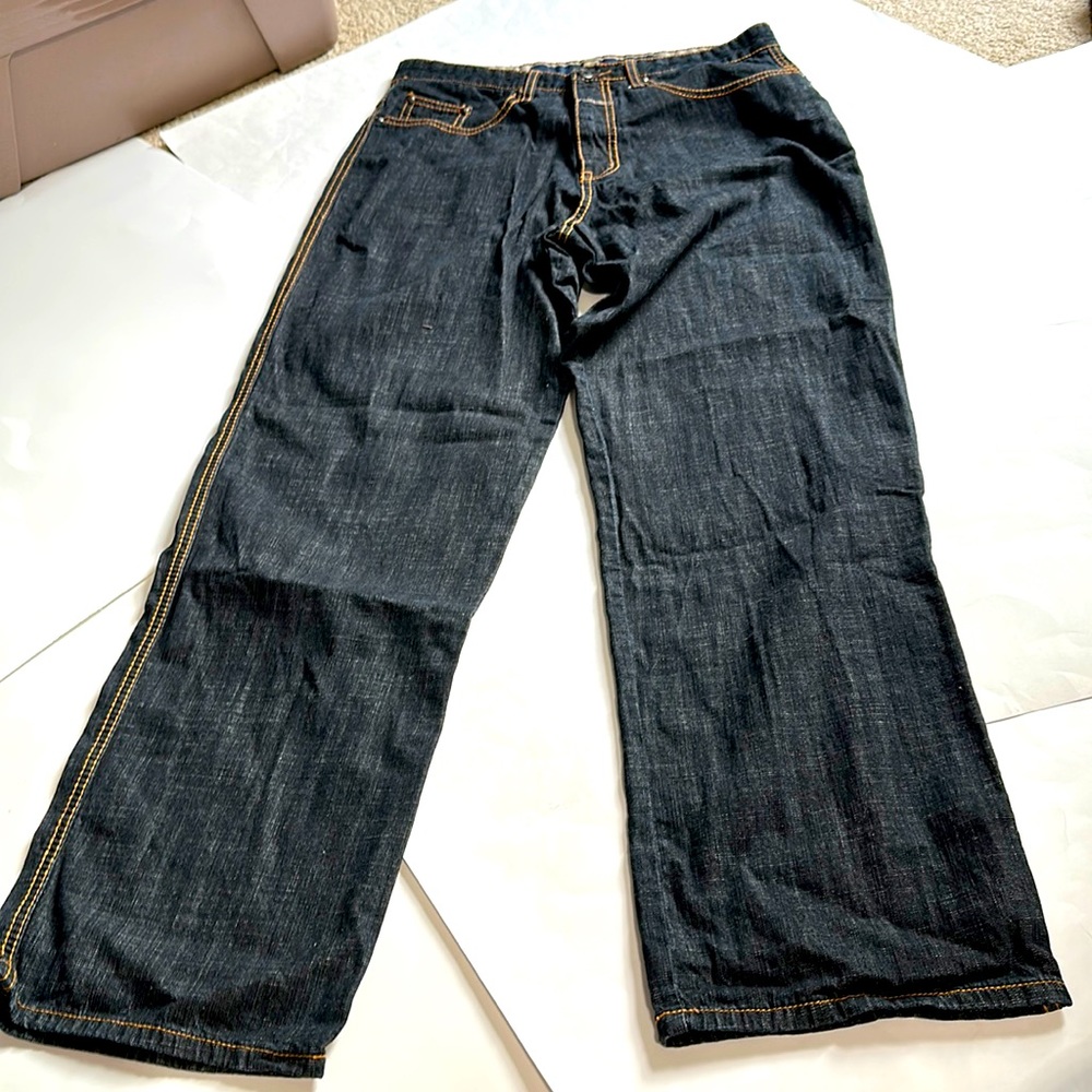 Marithe Francois Girbaud Black Jeans with Tan Stitching